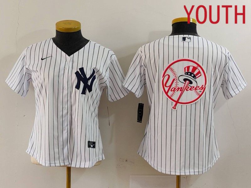 Youth New York Yankees Blank White stripe Game 2024 Nike MLB Jersey style 16->youth mlb jersey->Youth Jersey